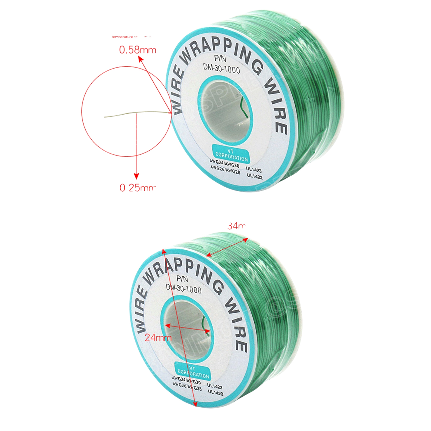 [ 1 ม้วน/230เมตร ] HKSL-30-230 สายไฟเดี่ยว แกนแข็ง 30AWG 80°C 300V UL1423 Hook Up Wire สายจั๊ม โฟโต้บอร์ด UL 1423 สายจั๊มเบรดบอร์ด สายเดี่ยวแกนแข็ง สายวายริ่ง แกนเดี่ยว 30 AWG 0.050 sq mm