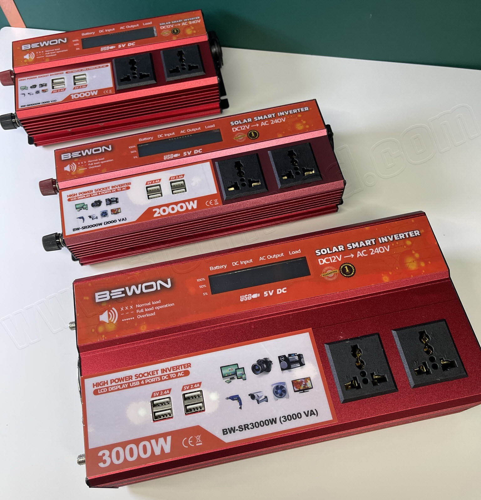 เครื่องแปลงไฟโซล่า อินเวอร์เตอร์ หม้อแปลง โซล่า แปลงไฟ DC12V/AC240V Solar Smart Inverter (BEWON) BW-SR1000W, BW-SR1500W, BW-SR2000W, BW-SR3000W