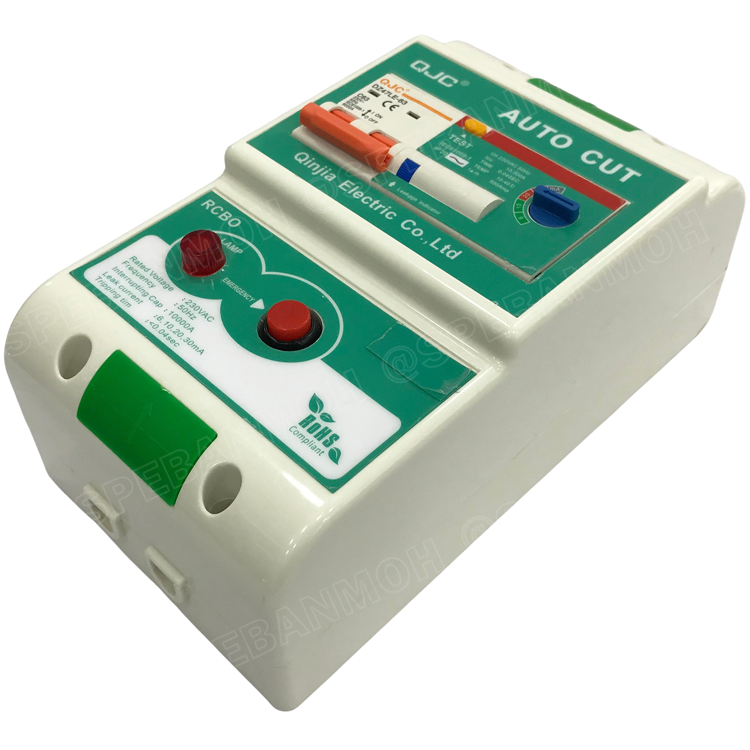 [ 1 ชิ้น ] MCB-DZ47LE-63 เบรกเกอร์ RCBO 2P 63A 30mA Circuit Breaker QJC 6kA เบรกเกอร์ 2โพล 63แอมป์ กันดูด Residual Current Circuit Breaker with Over Current Protection ป้องกันไฟดูด ไฟรั่ว กระแสเกิน ลัดวงจร เซฟตี้เบรกเกอร์ เบรกเกอร์ ตัดไฟ เมนเบรกเกอร์