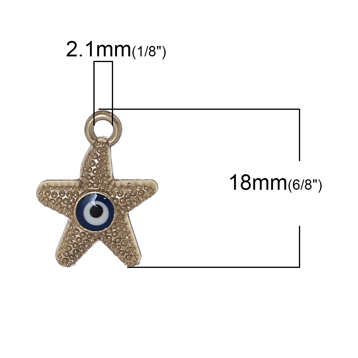 จี้ปลาดาวอีวิวอายโลหะชุบสีทอง ขนาด 18x 14 คละสี แพ็ค 10 ชิ้น