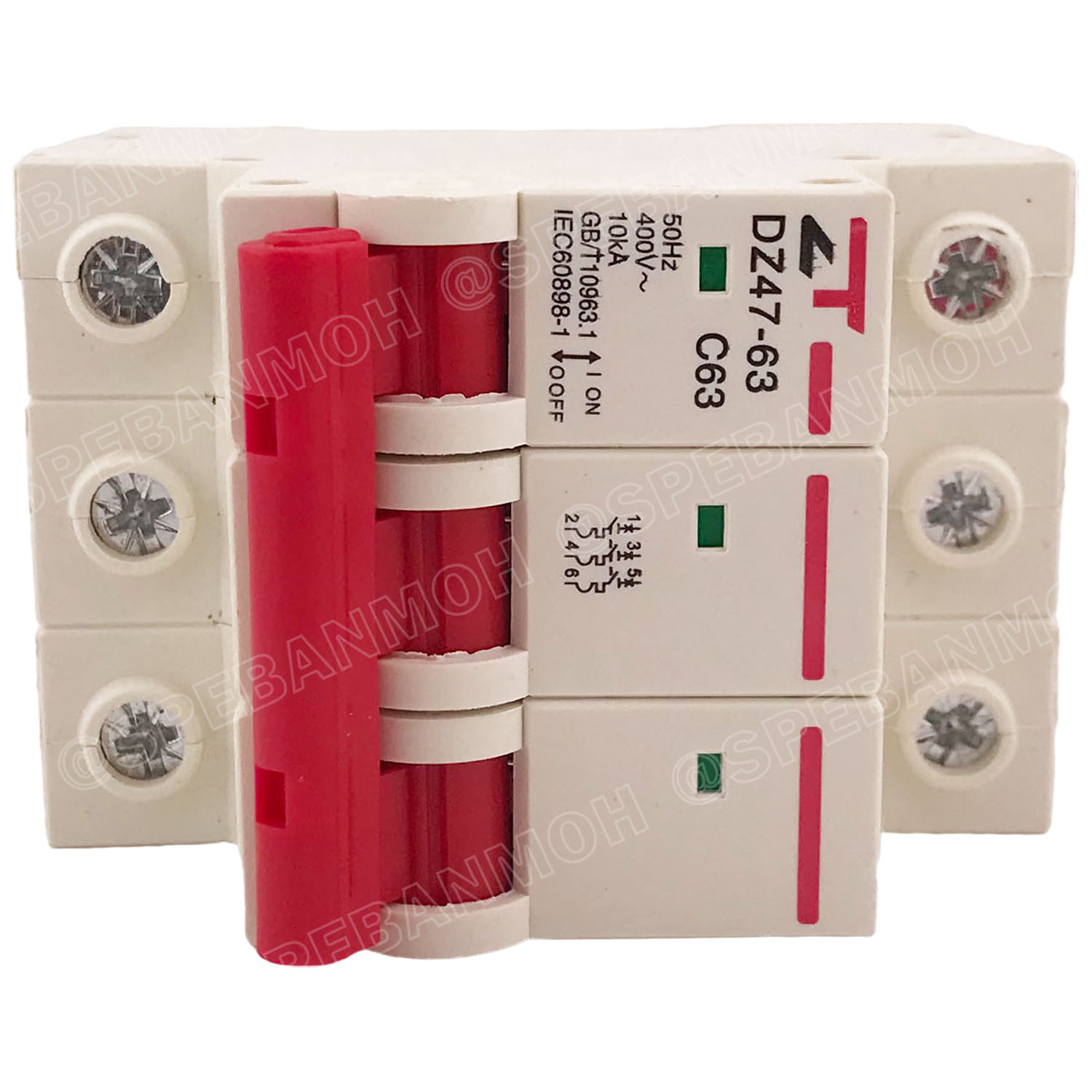 DZ47-63-3P 63A เบรกเกอร์เมน ยึดรางปีกนก 3P 63A AC Circuit Breaker เบรกเกอร์ตัดไฟเกิน 3โพล 63แอมป์ คัดเอาท์ ป้องกันกระแสเกิน Overload ป้องกันการลัดวงจร Short circuit เบรกเกอร์ตัดไฟ เบรกเกอร์ลูกย่อย Ac Circuit Breaker ไฟบ้าน 230V/400V AC มินิเซอกิตเบรก