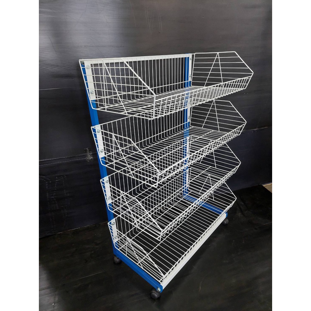 ชั้นตะกร้าขนม รุ่นจัมโบ้ แบบ 4 ชั้น ขนาด 70x120cm. มีล้อเลื่อน ชั้นวางขนม ชั้นตะแกรง ชั้นตะกร้า ชั้นใส่ขนม ชั้นใส่ของ