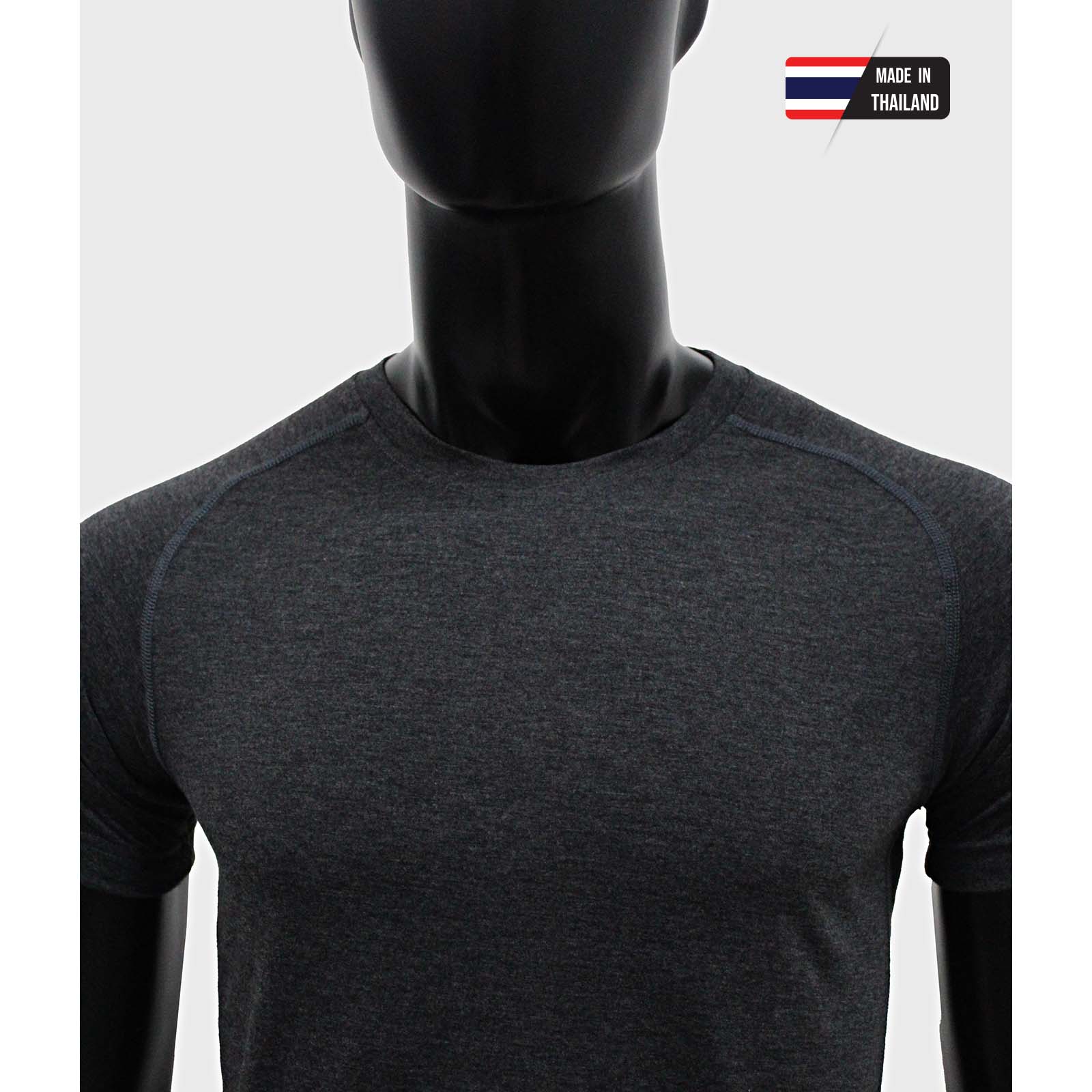 เสื้อคอกลม คอกลมไหล่สโลป ผ้าท๊อปดราย ไมโคร 100% สีเทาเข้ม ใส่สบาย ระบายเหงื่อได้ดี