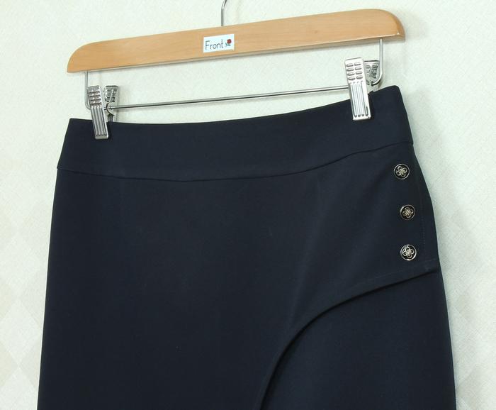 SK-253 กระโปรงแฟชั่น&ทำงาน ทรงสอบป้ายซ้อนกันผ้าญี่ปุ่นสีน้ำเงิน