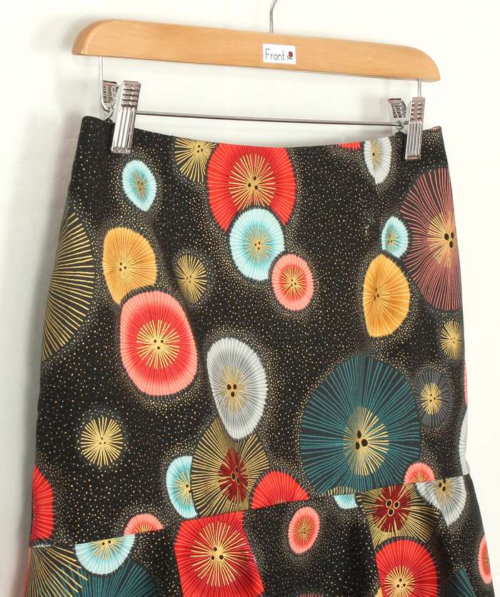 SK-211 กระโปรงแฟชั่น&ทำงาน ทรงย้วย ผ้าคอตตอนญี่ปุ่นพิมพ์ลายวงกลมกราฟฟิคแฟนซี