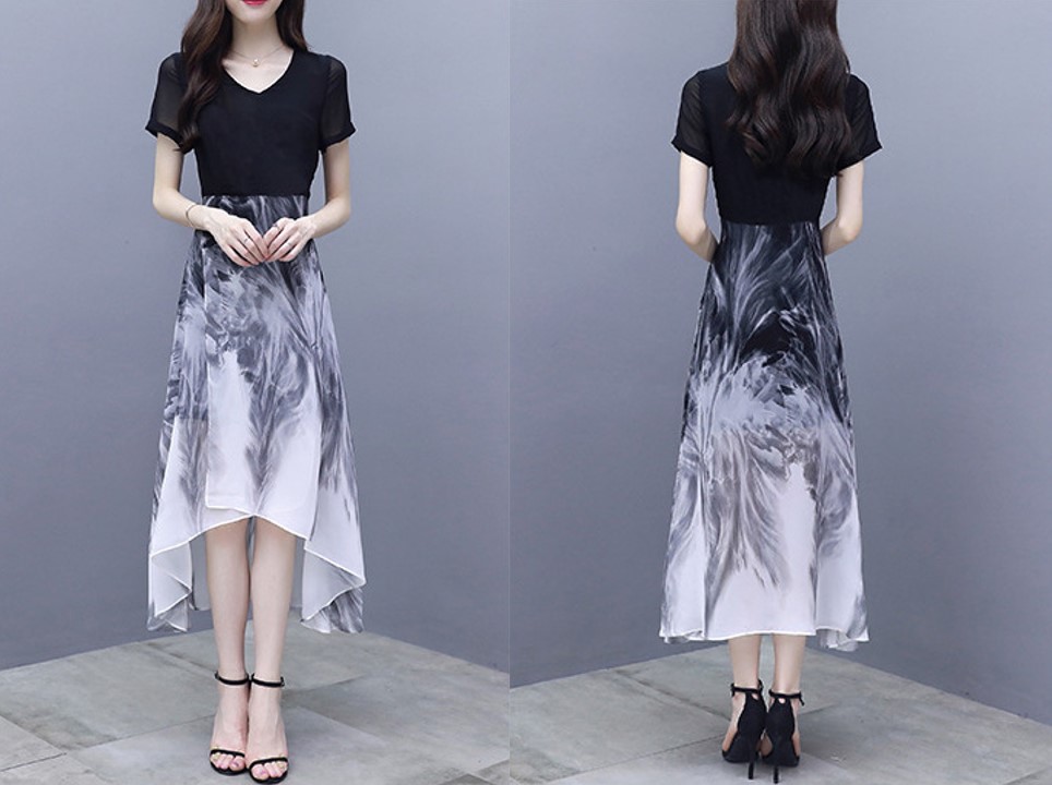 ชุดเดรสผ้าชีฟอง