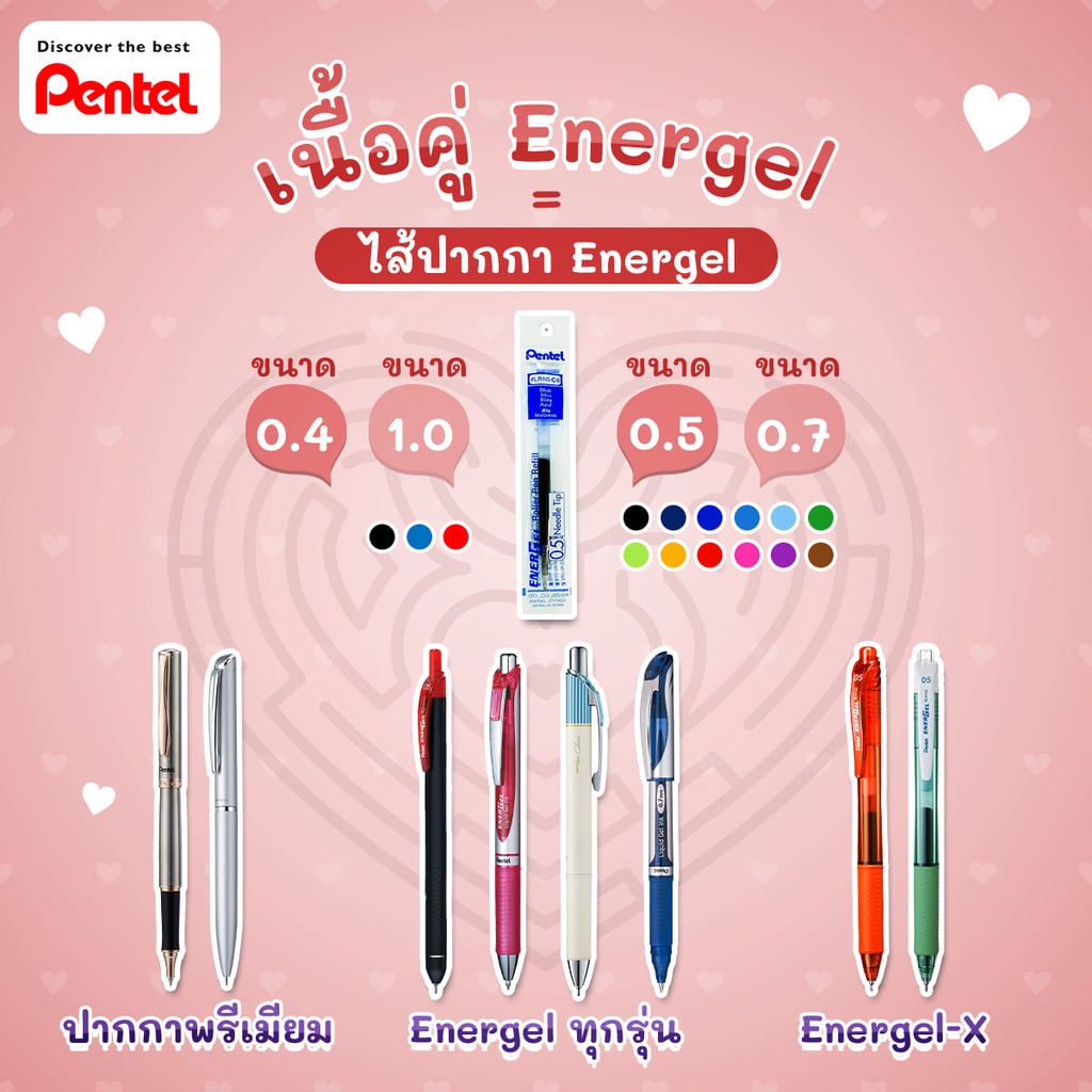 ไส้ปากกาเพ็นเทล Pentel Energel รุ่น LRN ขนาด 0.4 , 0.5 , 0.7 , 1.0 MM