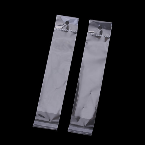 ถุงพลาสติกใส OPP(ถุงแก้ว) ฝากาว+หัวรูแขวน ขนาด 4x19.5 ซม. (ส่วนใช้งาน 4x15 ซม.) หนา 0.035 มม