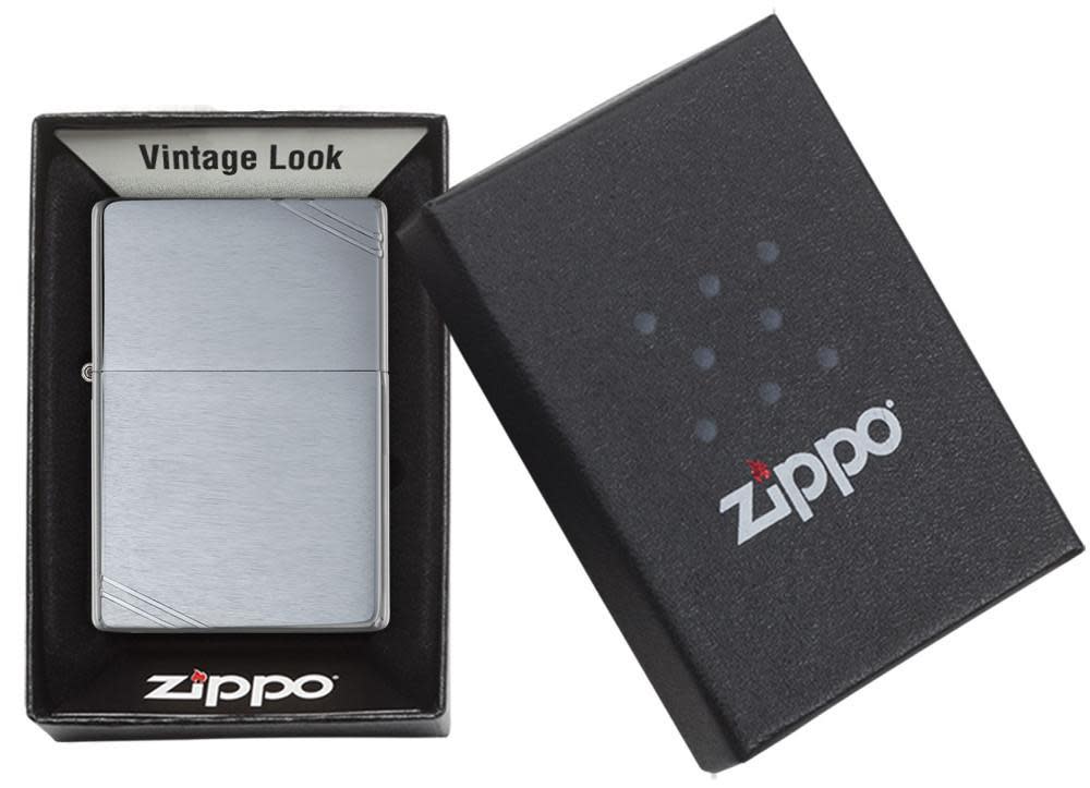 Zippo 230 Brushed Chrome Vintage with Slashes