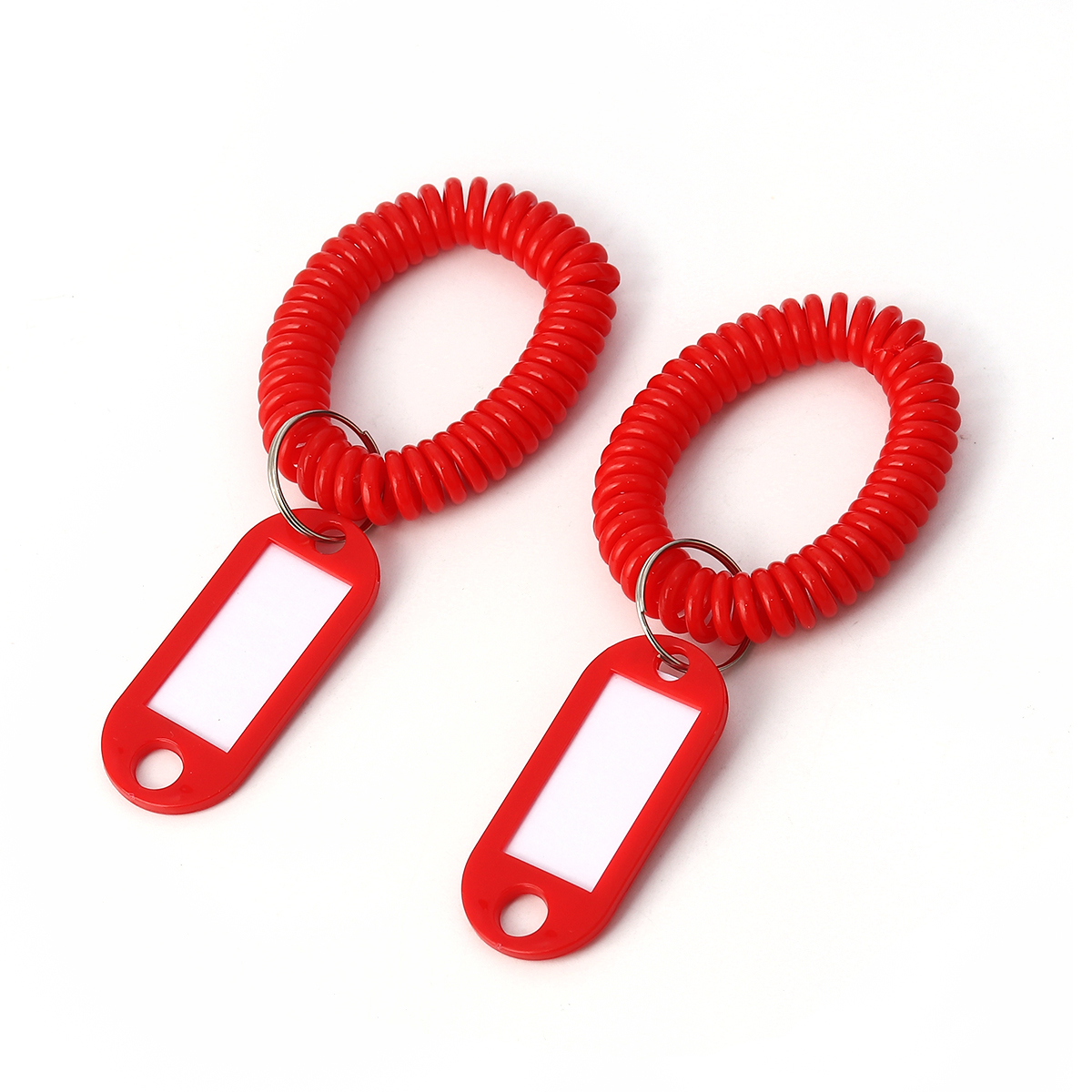 พวงกุญแจสปริง พร้อมป้ายชื่อพีวีซี ขนาดประมาณ 5.5 ซม. มี 2 สี