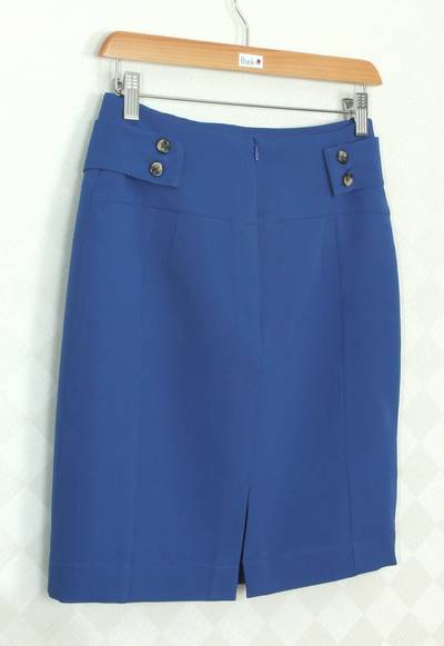 SK-335 กระโปรงแฟชั่น&ทำงาน ทรงสอบ ผ้าไหมอิตาลีสีฟ้าน้ำทะเล พร้อมโบว์คาดเอว