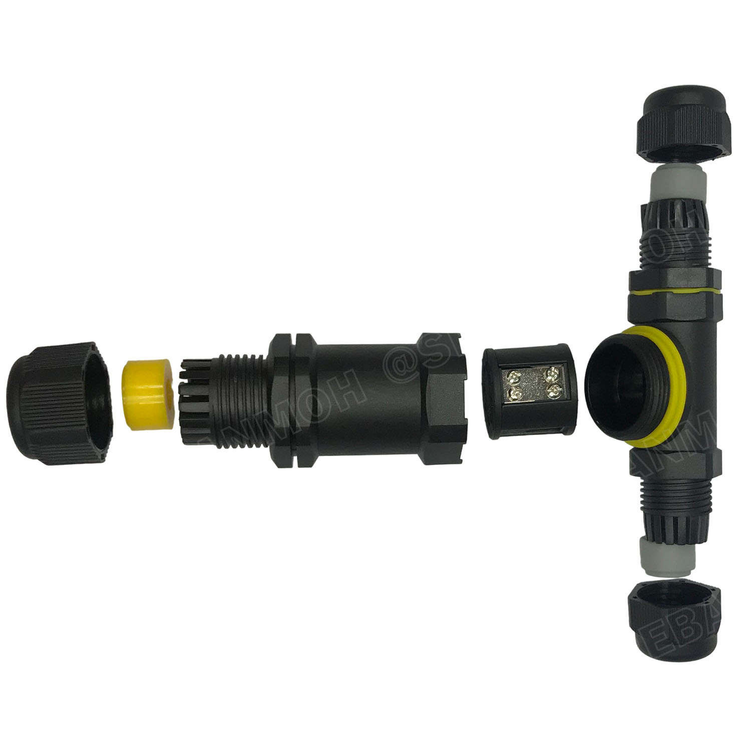 [ 1 ชิ้น ] PGT3-01-02 คอนเน็คเตอร์ กันน้ำ 2P 2x1.5 mm2 10A 250V 3ทาง IP68 Waterproof Connector 3 Way ขั้วต่อสายไฟกันน้ำ ข้อต่อกันน้ำ ขันน็อต ขั้วกันน้ำแบบ T Connector Aviation Plug IP68 ปลั๊กกันน้ำ ข้อต่อกันน้ำ ต่อกลาง ชุดต่อสายไฟ IP 68 กันน้ำ กันฝุ่น