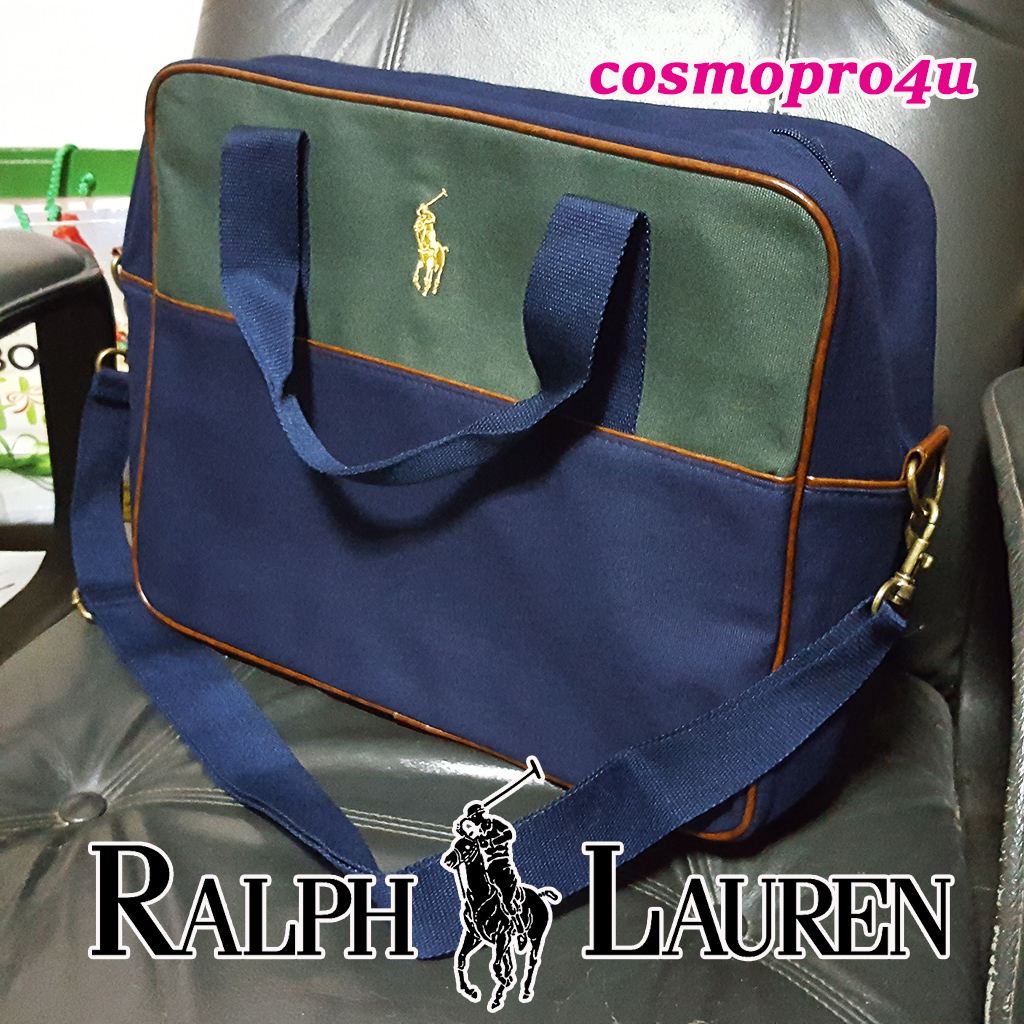 กระเป๋า POLO สีกรมท่า+สีเขียว ทรง messenger 15x12นิ้ว มีโลโก้ด้านหน้า premium จากน้ำหอมโปโล Ralph Lauren ผ้าหนา มีสายถอดได้ปรับความยาวได้