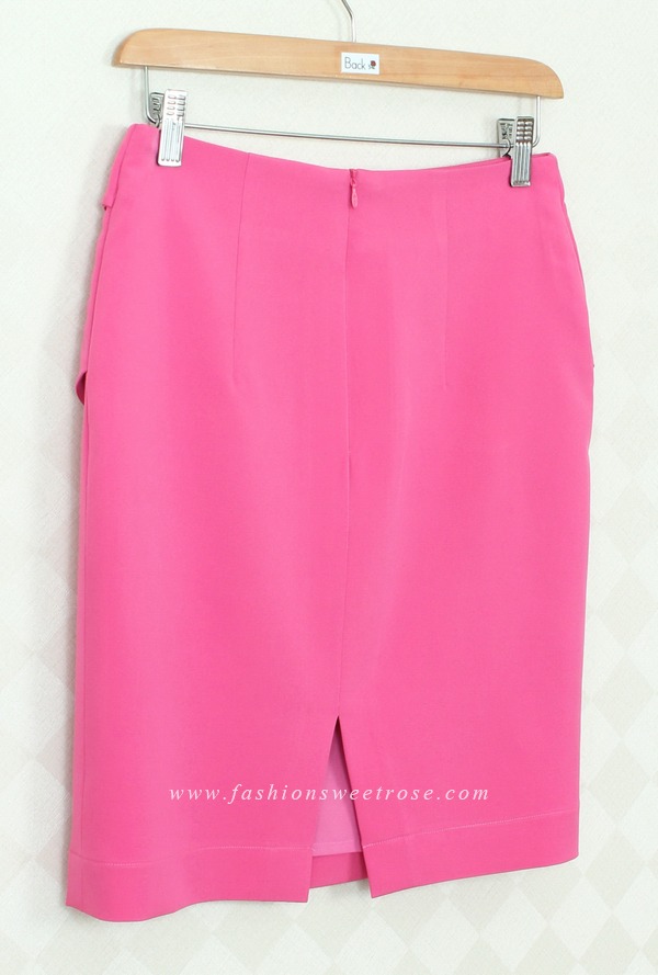 SK-293 กระโปรงแฟชั่น&ทำงาน ทรงสอบ ผ้าไหมอิตาลีสีชมพู Pink Candy