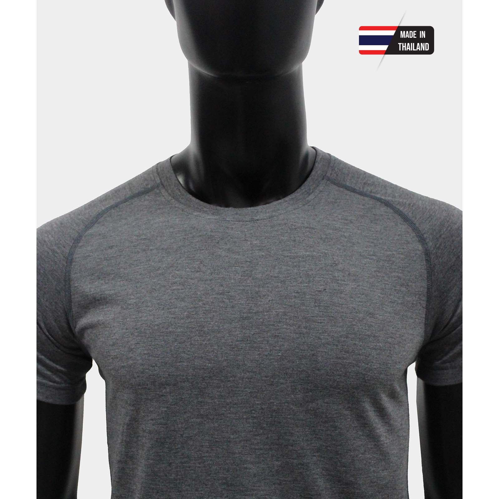 เสื้อคอกลม คอกลมไหล่สโลป ผ้าท๊อปดราย ไมโคร 100% สีเทา ใส่สบาย ระบายเหงื่อได้ดี