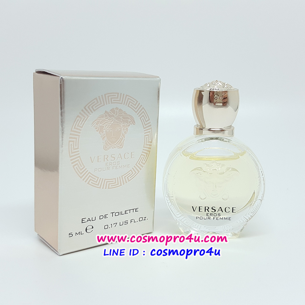 น้ำหอมผู้หญิง VERSACE EROS pour Femme EDT 5ml เวอร์ซาเช่ เอรอส ผู้หญิง กล่องสีทองอ่อน กลิ่นหอมหวานแนว Floral