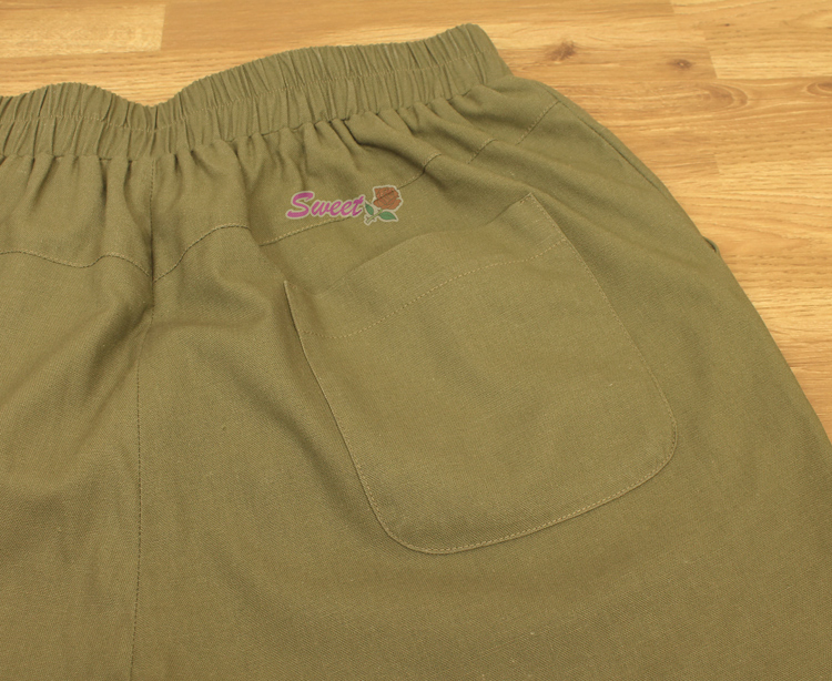 PNTL-002 กางเกงผ้าสี่ส่วนเอวยืด ผ้าคอตต้อนลินิน