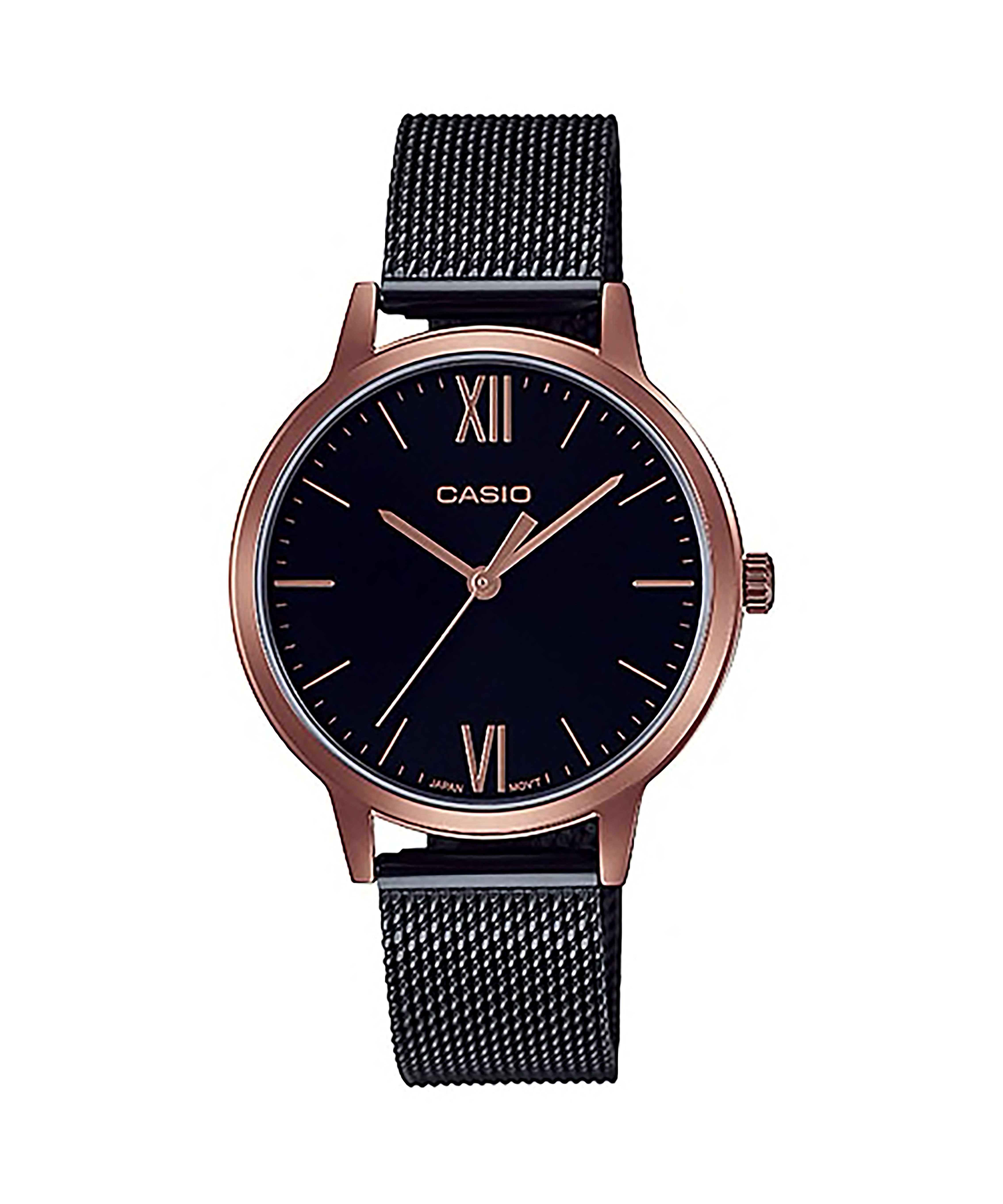 CASIO Standard รุ่น LTP-E157MRB-1BDF สีดำ โรสโกลด์ สายสแตนเลส สินค้าใหม่ ของแท้ รับประกันศูนย์ CMG