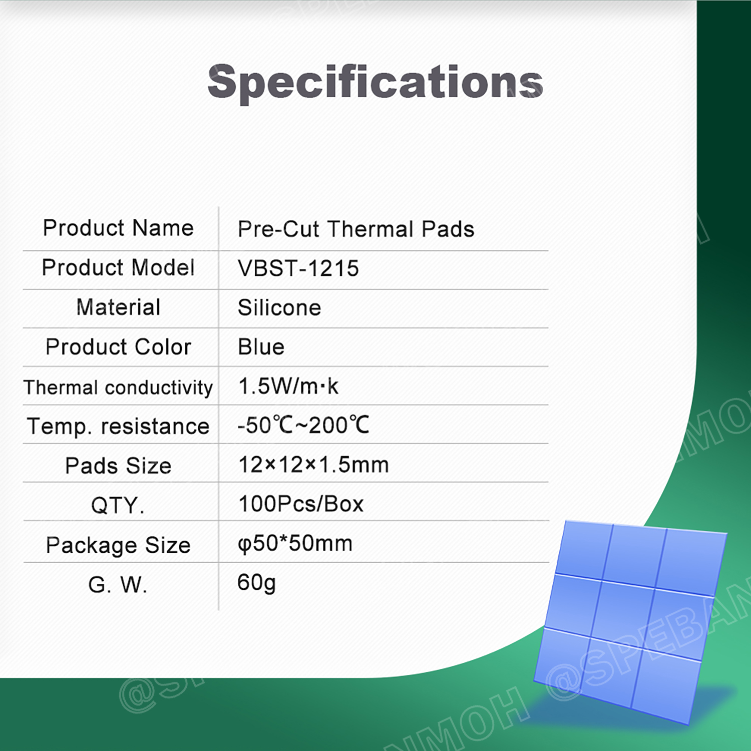 [ 1 กระปุก ] VBST-1215 แผ่นซิลิโคนระบายความร้อน Blue Soft Insulation High Thermal Conductivity Silicone Rubber For CPU GPU แผ่นระบายความร้อน แผ่นซิลิโคน Electronic Heat Dissipation Thermal Conductivity Silicone Gasket Heatsink Cooling Thermal Pad