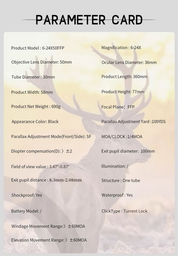 กล้องกันน้ำ กันกระแทกT-EAGLE MODEL 2022 1 STELLAR ST 6-24X50 FFP เส้นเล็งขยายตามซูม ชัดแจ๋วระดับ HD สินค้าแท้ประกัน 1 ปี