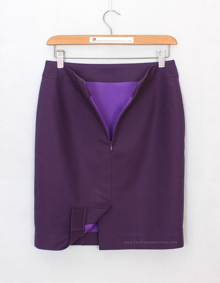 SK-487 กระโปรงทรงสอบ ผ้าคอตต้อนญี่ปุ่นเนื้อสเปนเดกสีม่วง