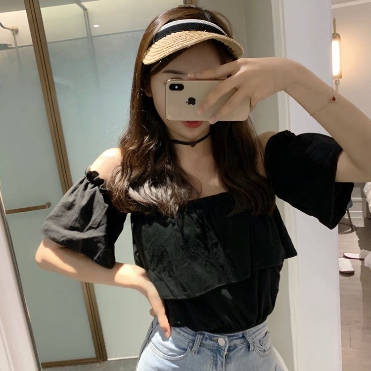 Crop top เสื้อครอปสั้นยางยืดจั้มพ์เอว