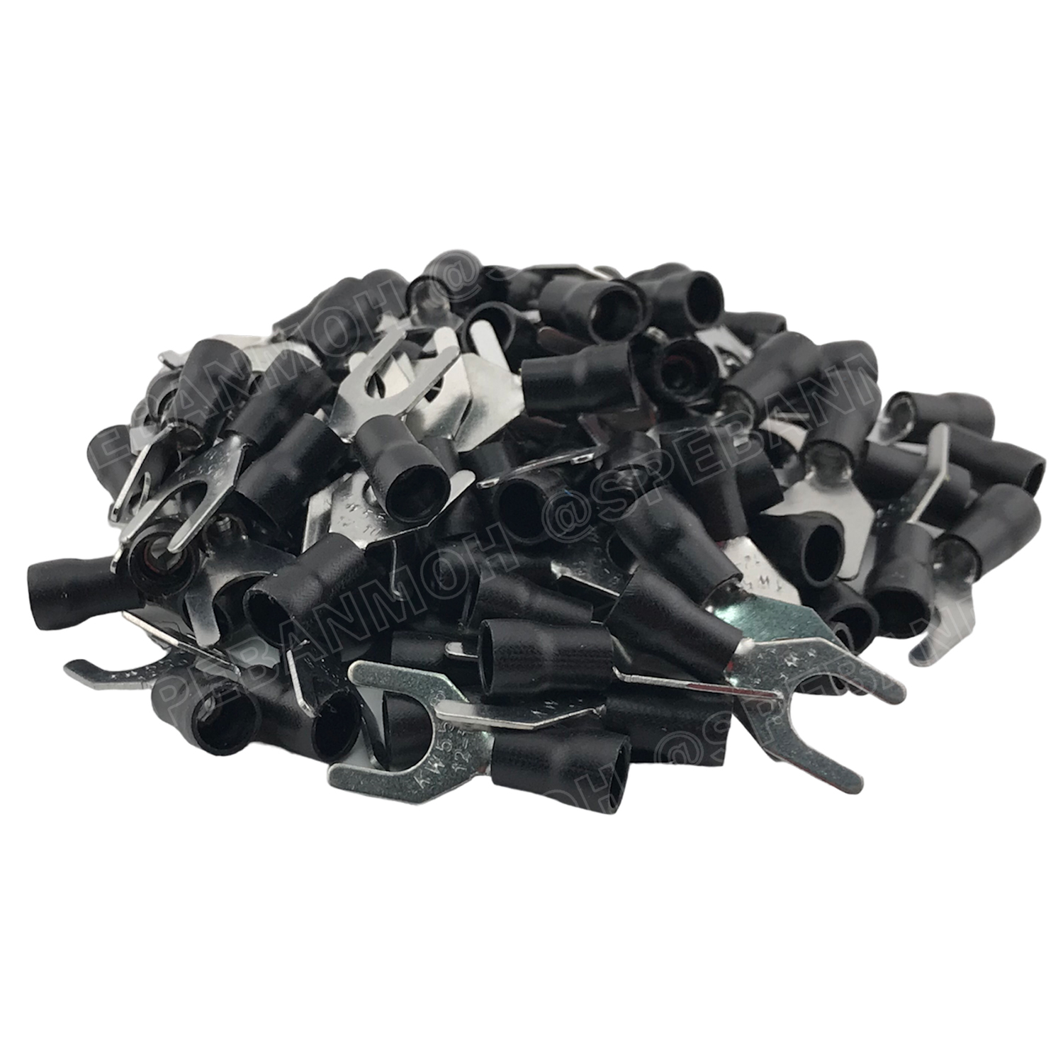 [ 100 ตัว/ถุง ] SV5.5-8 สีดำ Black หางปลาแฉก หางปลาหุ้มฉนวน Crimping Terminal เทอร์มินอล หางปลาย้ำสายไฟ หางปลาวาย หางปลาแฉกหุ้ม หางปลาแฉก Terminal Crimping หางปลา แฉกหุ้ม หางปลาต่อสาย ขั้วต่อสายไฟ หางปลาก้ามปู หางปลา