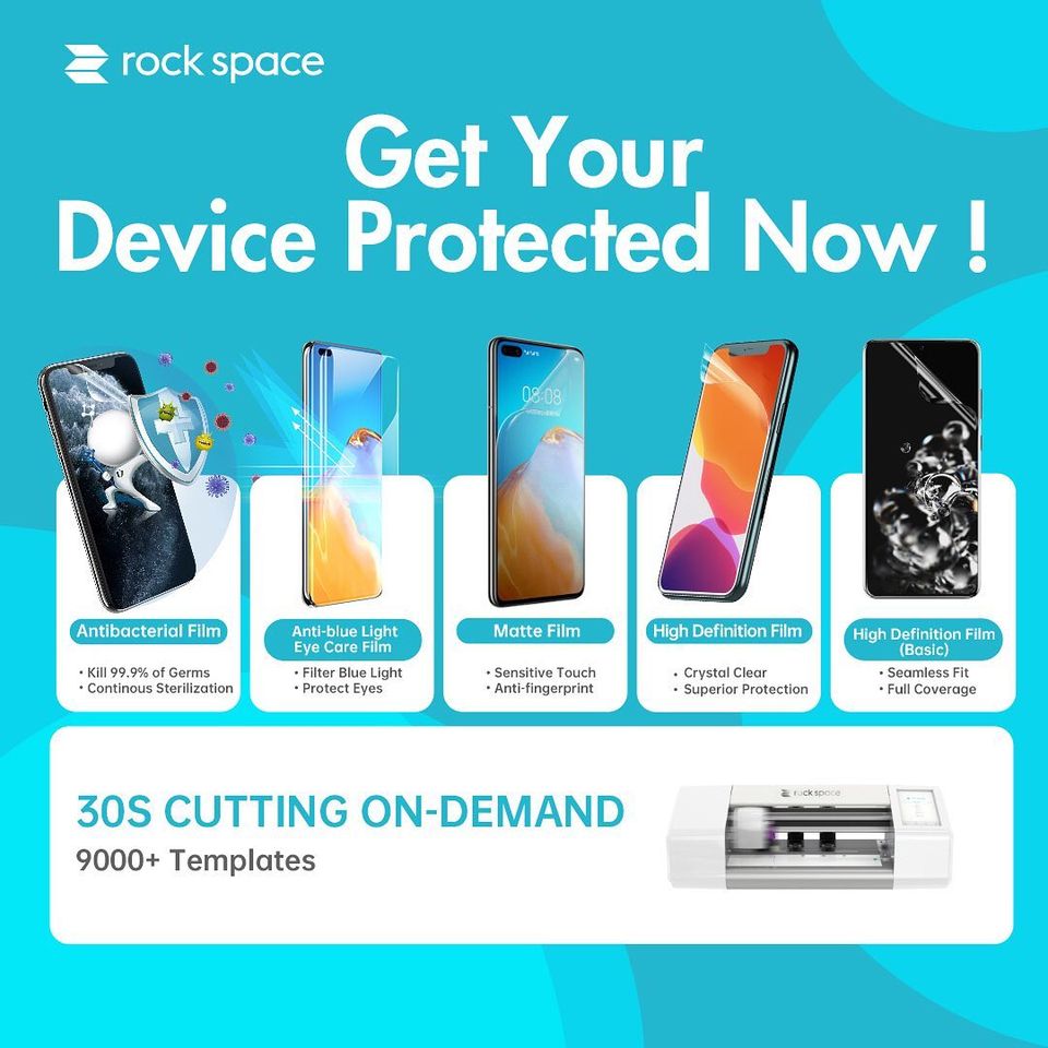 Rock Space ฟิล์มกรองแสงสีฟ้า flexible anti-blue light eye care (สามารถใช้กับมือถือได้ 13,000+ รุ่น) *** แจ้งรุ่นมือถือในแชท