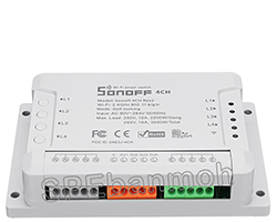 สวิทช์ไร้สาย (Remote Switch) รุ่นSONOFF-4CH Sonoff สมาร์ทสวิทช์ไร้สาย สั่งผ่านมือถือ 4 ช่อง 10A 2200W