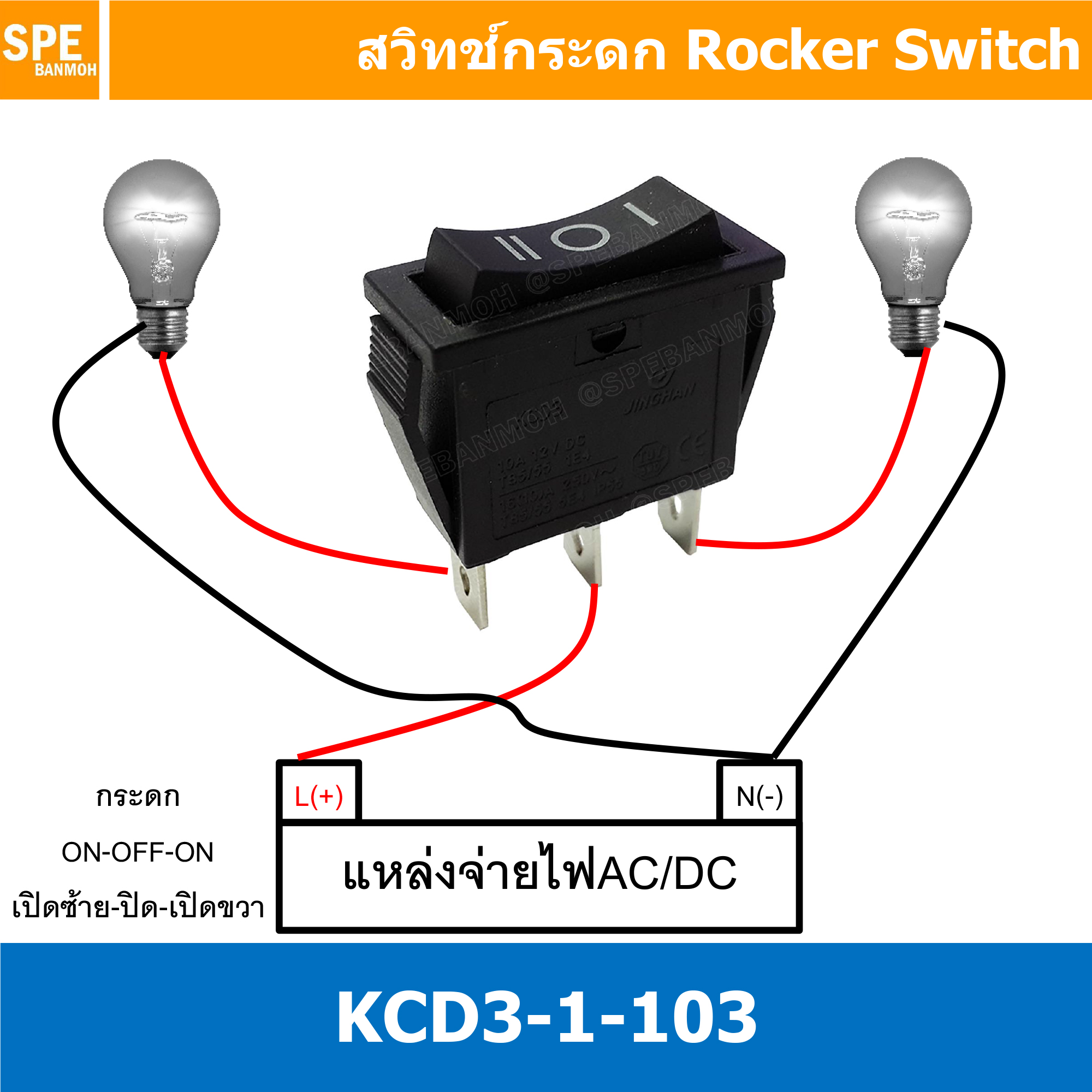 [ 3 ชิ้น ] KCD3-1-103 สวิทช์กระดก KCD3 3ขา บาง ไม่มีไฟ No-Lamp ON-OFF-ON KCD3-1-103 15A 250V สวิทช์ กระดก KCD3 103 บางพิเศษ 3 ขา On Off On เปิด ปิด เปิด 3Pin 3 สวิท 3 จังหวะ สวิทกระดก KCD3 Rocker switch สวิทกระดก สวิทช์เปิดปิด ดำ สวิทช์กระดก 3 จังหวะ