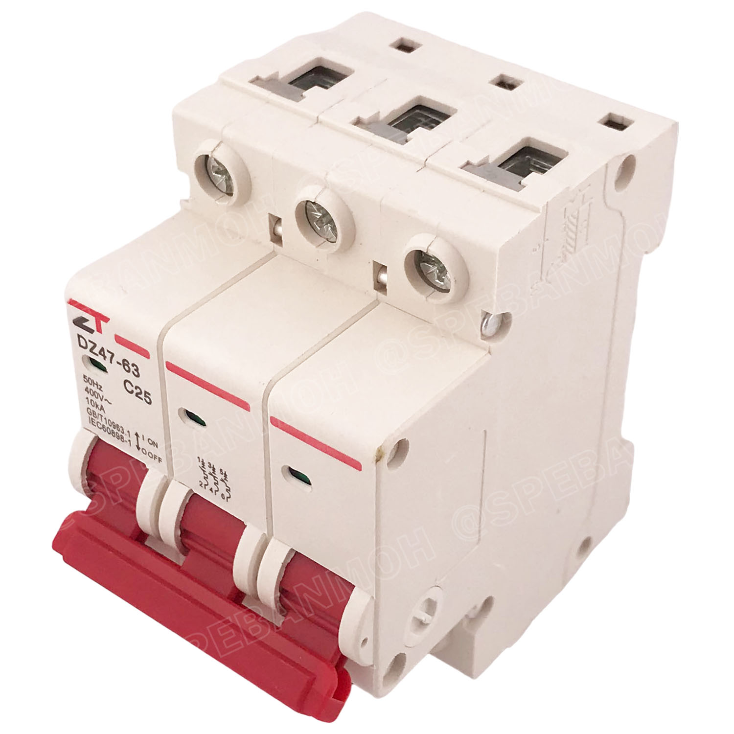 DZ47-63-3P 25A เบรกเกอร์เมน ยึดรางปีกนก 3P 25A AC Circuit Breaker เบรกเกอร์ตัดไฟเกิน 3โพล 25แอมป์ คัดเอาท์ ป้องกันกระแสเกิน Overload ป้องกันการลัดวงจร Short circuit เบรกเกอร์ตัดไฟ เบรกเกอร์ลูกย่อย Ac Circuit Breaker ไฟบ้าน 230V/400V AC มินิเซอกิตเบรก