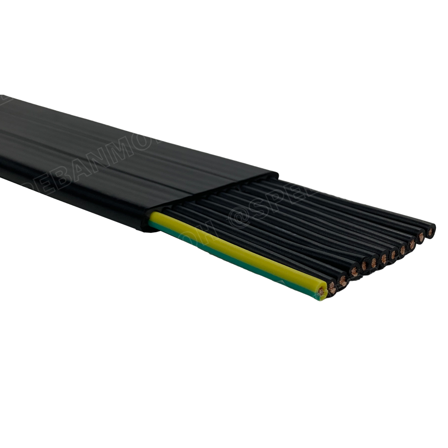 [ 1เมตร ] H07VVH6-F 12Gx1.5 sq.mm สายไฟแบน สีดำ Crane Wire 12C สายเคลื่อนที่ สำหรับเครน สายลำเลียง Moving Cable Flat Cable ป้องกันการบิดเกลียว ทองแดงแดงแท้ VDE 0295 IEC 60228 Class 5 H07 450/750V Cable For Mobile Machine Components