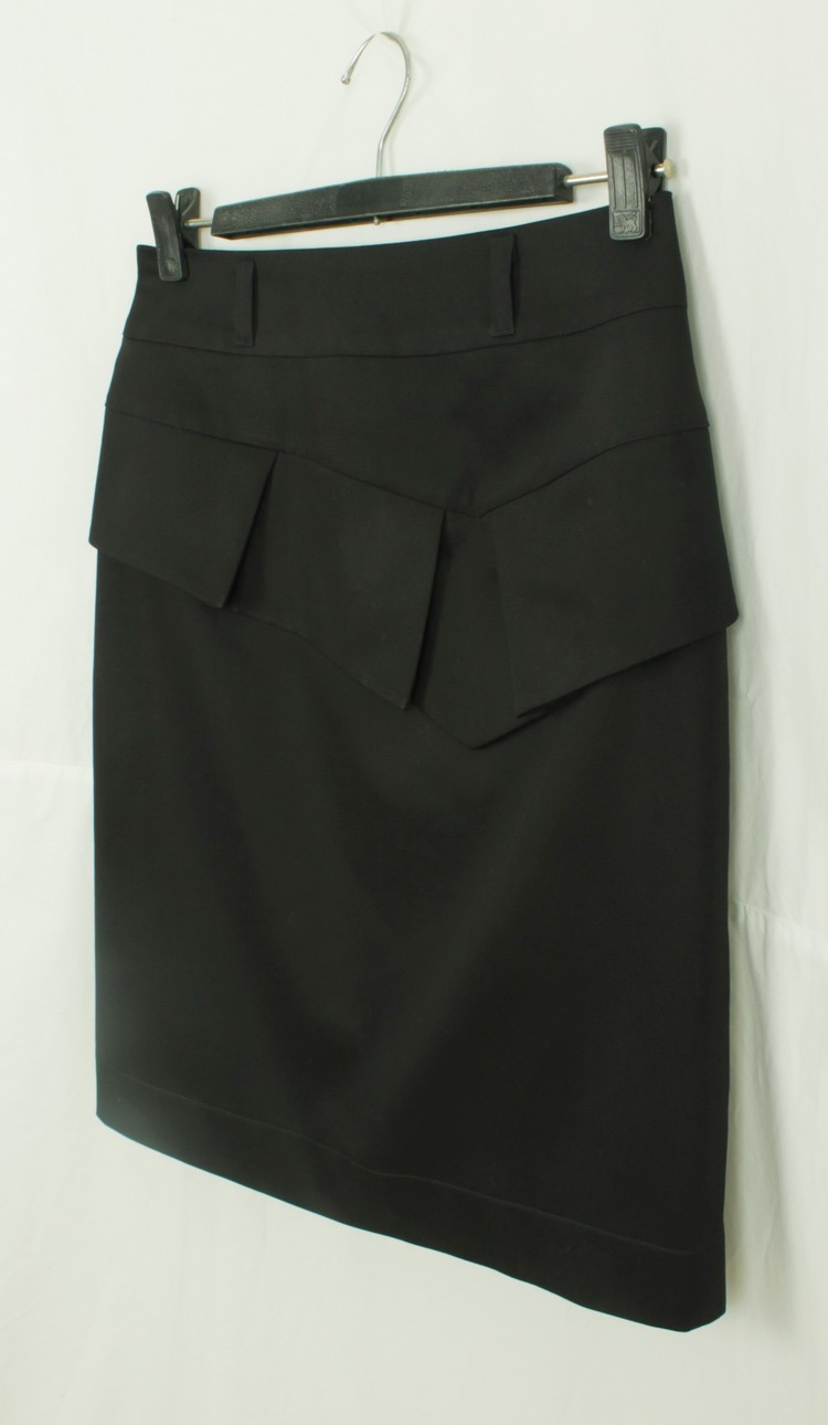 SK-163 กระโปรงแฟชั่น&ทำงาน ทรงสอบจับจีบทวิชซ้อนกัน ผ้าคอตต้อนญี่ปุ่นสีดำ