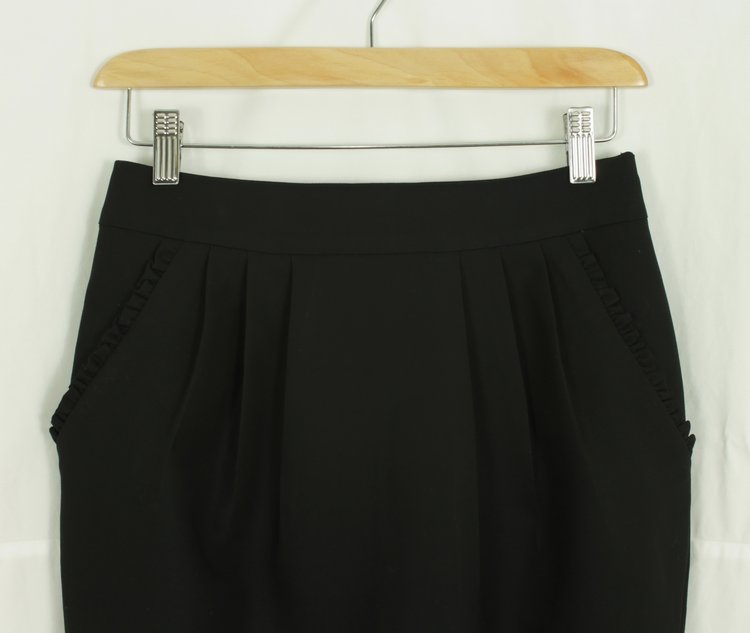 SK-151 กระโปรงแฟชั่น&ทำงาน ทรงสอบจับจีบทวิช ผ้าญี่ปุนสีดำผสมเนื้อสเปนเด็กซ์