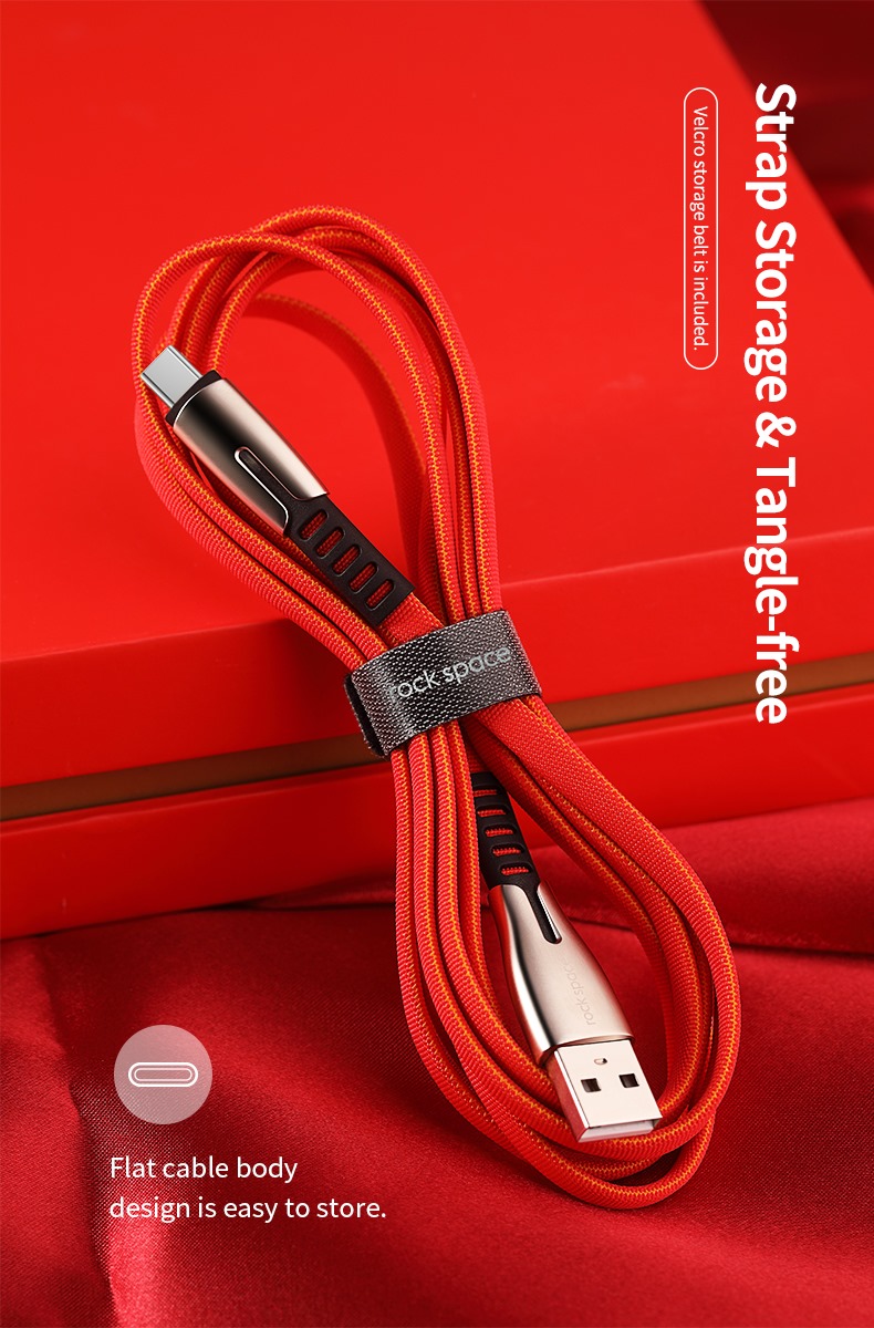 Rock Space M2 Type-C Zn-alloy Fast Charge & Sync Cable สายชาร์จฟาสชาร์จ 2.4A ความยาวสาย 1.2 เมตร