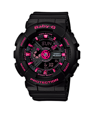 CASIO BABY-G รุ่น BA-111-1ADR สีดำ-ชมพู สินค้าของเเท้ รับประกันศูนย์ CMG