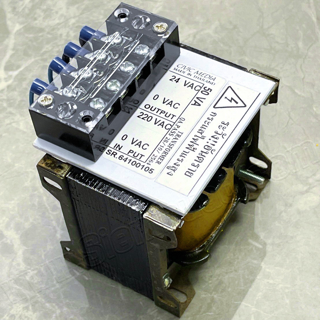 หม้อแปลงไฟฟ้า หม้อแปลงไฟ Electric Transformer Converter ขนาด INPUT : 220VAC to OUTPUT : 24VAC , CAPACITY 50VA