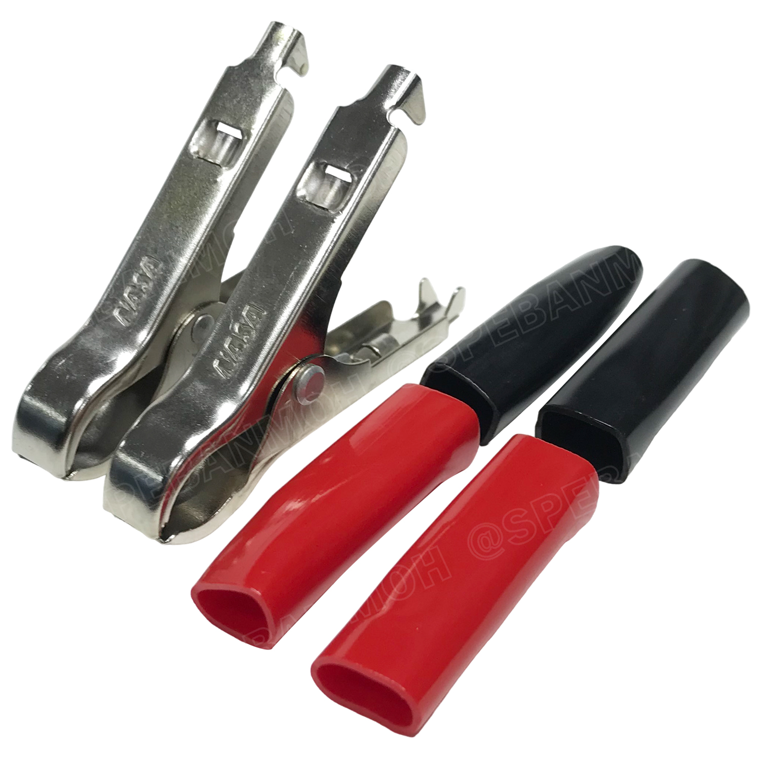 [ 2คู่ ] AL-005 MM ปากคีบเหล็ก ชุบสารกันสนิม NASA ดำ-แดง ยาว 85mm อ้าได้ 20mm ปากคีบแบตเตอรี่ ดำแดง คีมคีบแบต ขนาดเล็ก 3นิ้ว Alligator Clip เข้าสายแบบบีบ ปากคีบจระเข้ ปากคีบแบตเตอรี่ ปากคีบขั้วแบต ปากคีบดำแดง คีมหนีบขั้วแบต