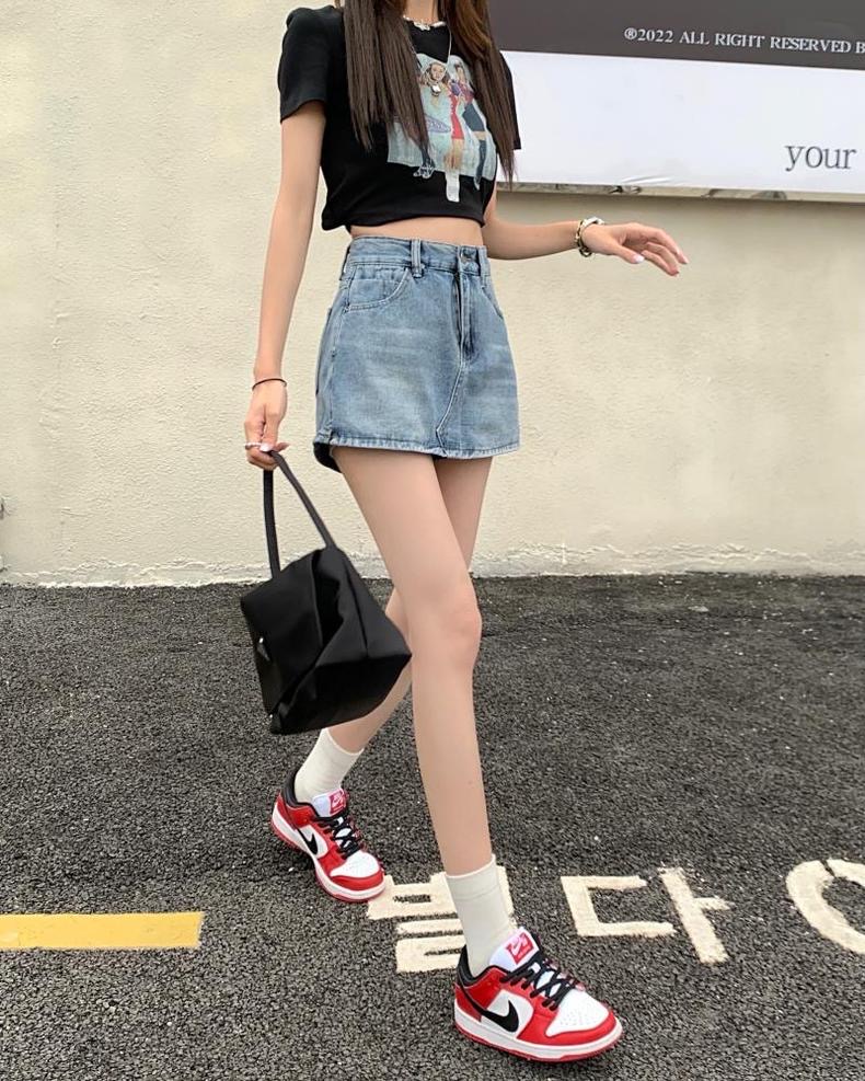 YEJIN Denim skirt กระโปรงยีนส์กางเกงแบบใหม่