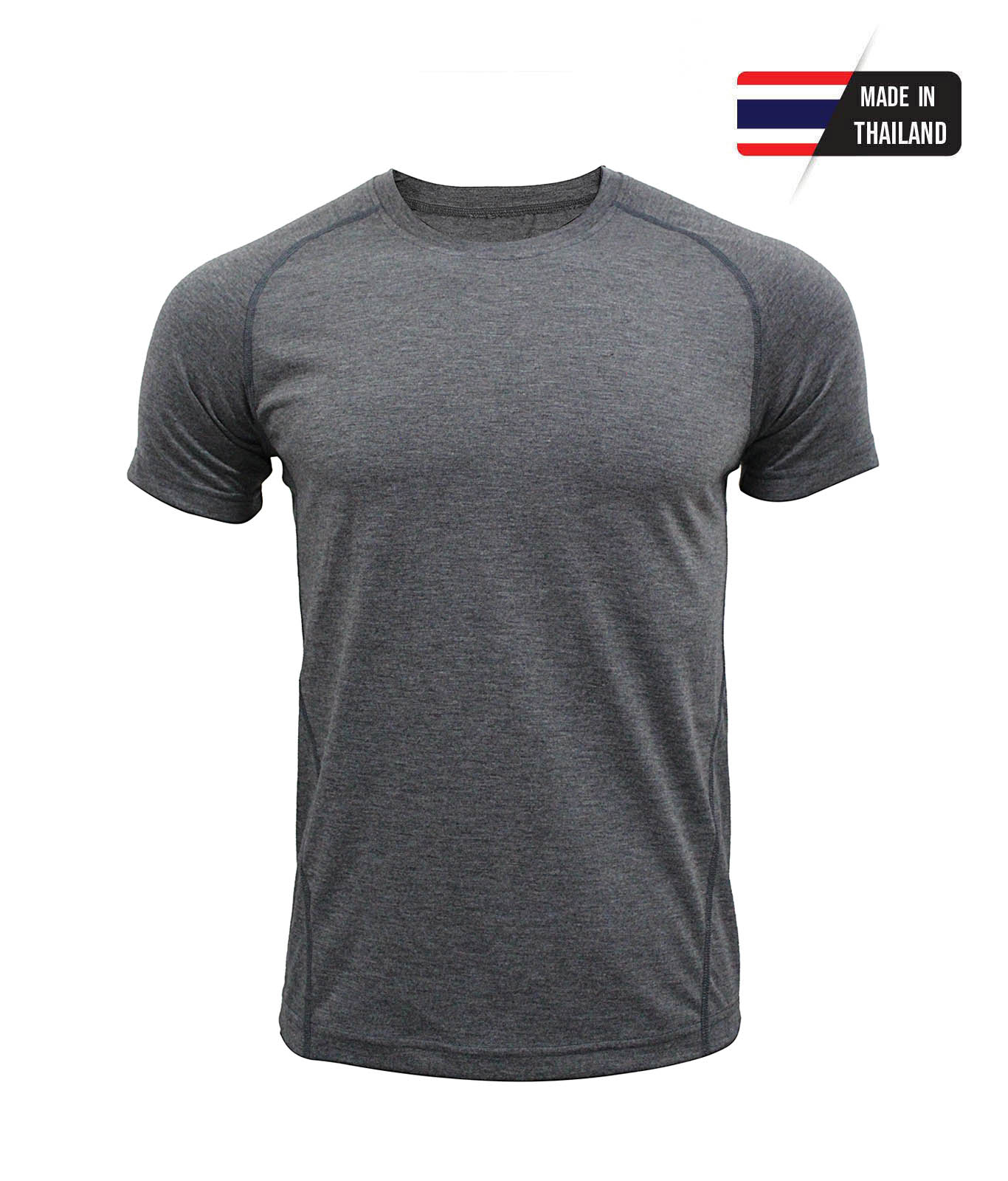 เสื้อคอกลม คอกลมไหล่สโลป ผ้าท๊อปดราย ไมโคร 100% สีเทา ใส่สบาย ระบายเหงื่อได้ดี