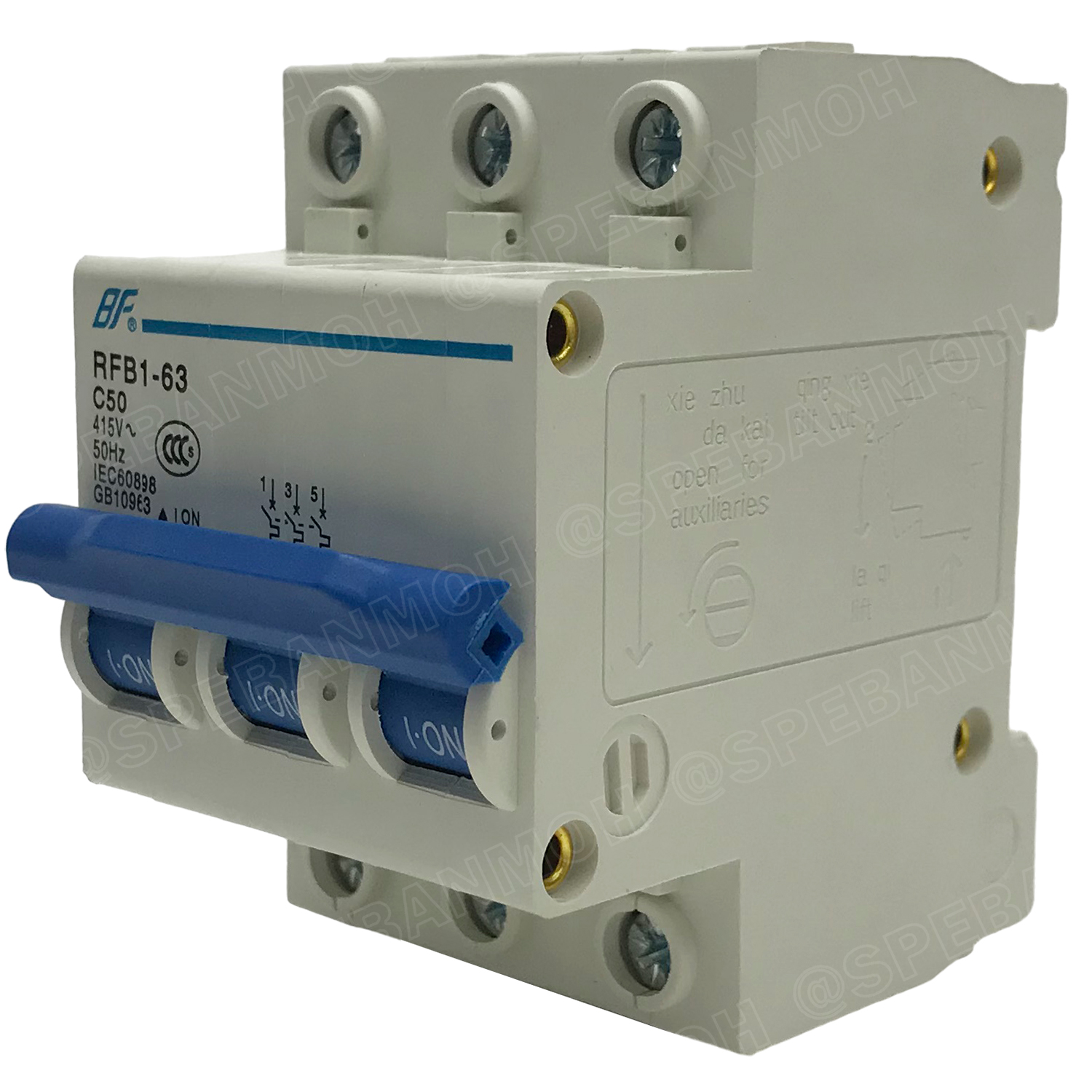 [ 1ชิ้น ] RFB1-63 3P 63A เบรกเกอร์ 6kA Type C เมนเบรกเกอร์ เบรกเกอร์ลูกย่อย ลูกย่อย 3โพล เบรกเกอร์กันไฟเกิน BF เซอร์กิตเบรกเกอร์ RFB1-63 415VAC 3เฟส เบรกเกอร์ไฟบ้าน ยึดรางปิกนก เบรกเกอร์ติดรางดินเรียล 3Phase Mini Circuit Breaker MCB 3P