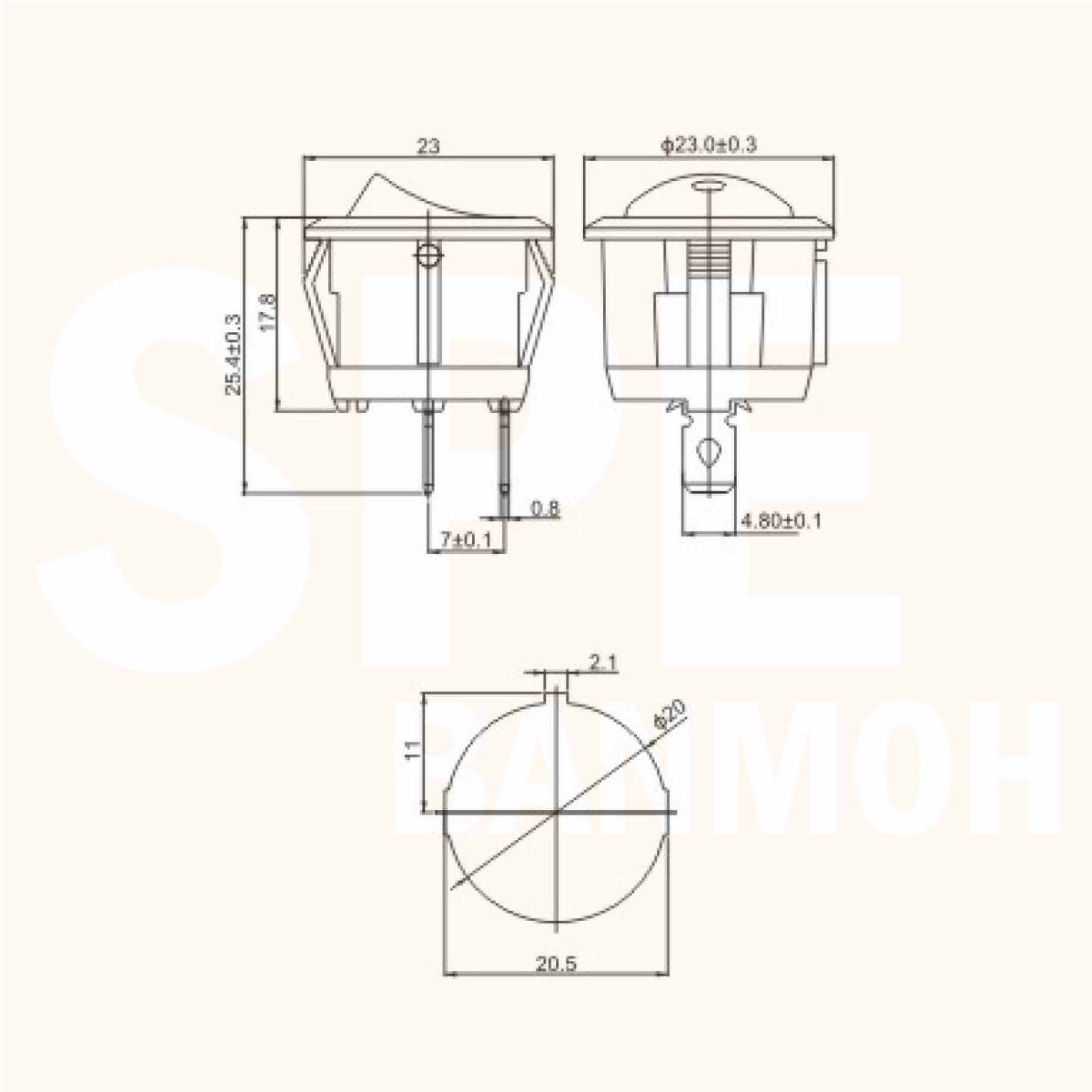 [ 3 ชิ้น ] KCD1-106-101EN 220V น้ำเงิน Blue 3ขา มีไฟ จุด LED Dot สวิทช์กระดกกลม KCD1-106-101EN 3 ขา ON-OFF สวิทช์ KCD1 Rocker switch สวิทช์ กระดก กลม ไฟจุด LED 3 Pin ON OFF 6A 250V 3Pin เปิด ปิด ON OFF สวิทกระดกกลม สวิทช์ กระดกกลม สวิทกลม KCD1 สวิทช์กระดก