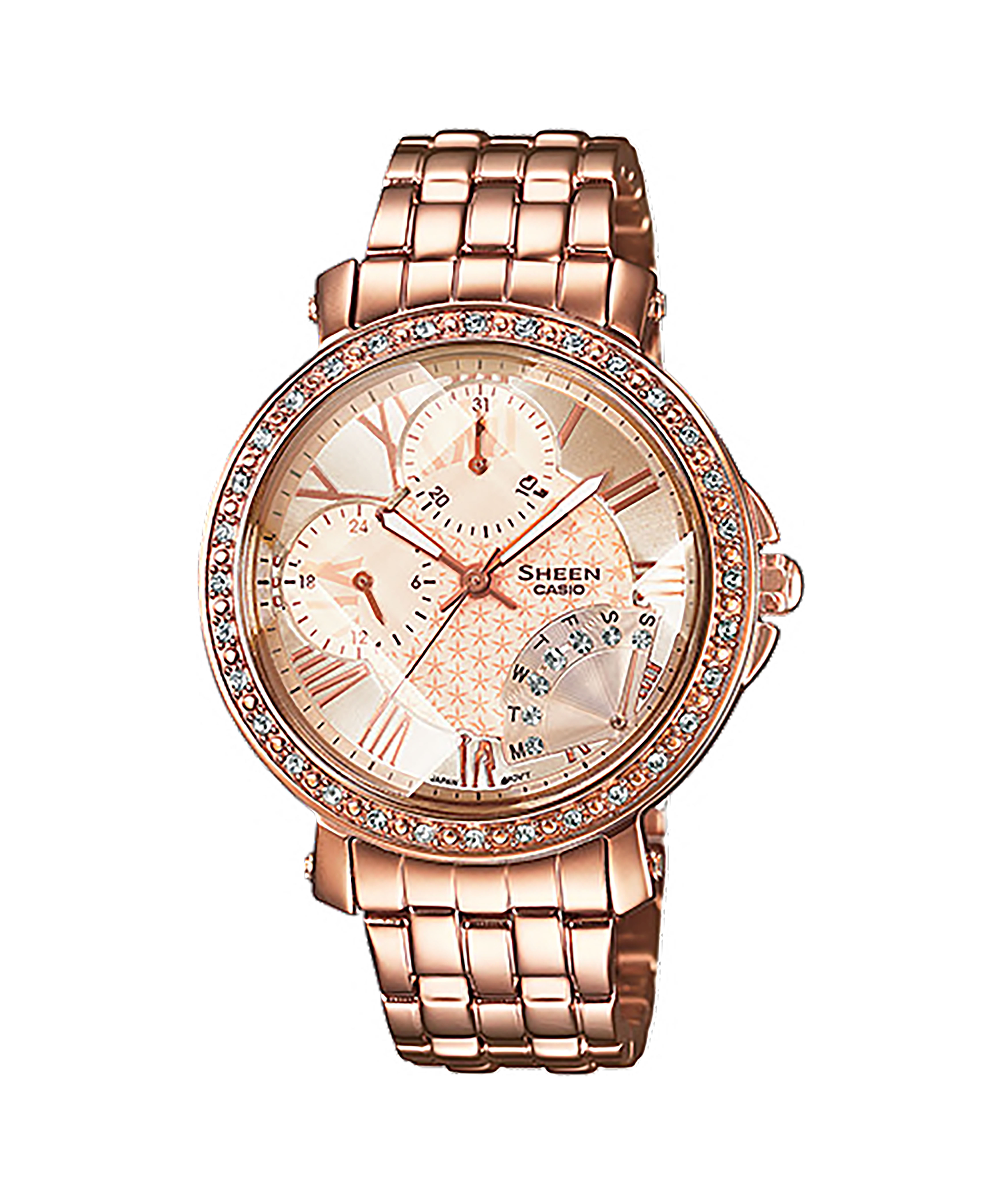 CASIO SHEEN รุ่น SHE-3011PG-9ADR สายสแตนเลส สีพิ้งค์โกลด์ สินค้าใหม่ ของแท้ รับประกันศูนย์ CMG