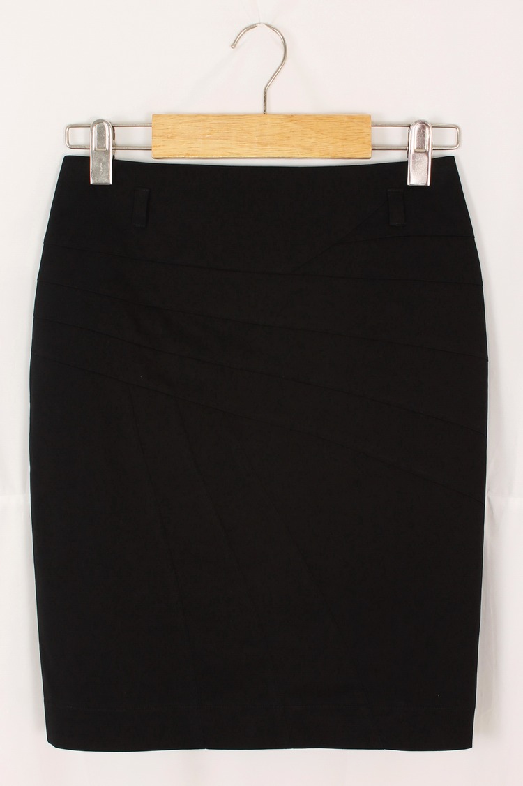 SK-129 กระโปรงแฟชั่น&ทำงาน ทรงสอบแบบตัดต่อ ผ้าคอตต้อนญี่ปุ่น สีดำ