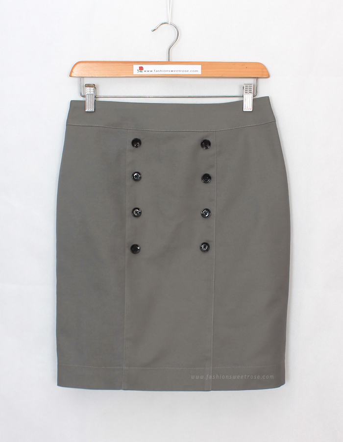 SK-488 กระโปรงทรงสอบ ผ้าคอตต้อนญี่ปุ่นเนื้อสเปนเดกสีเทา