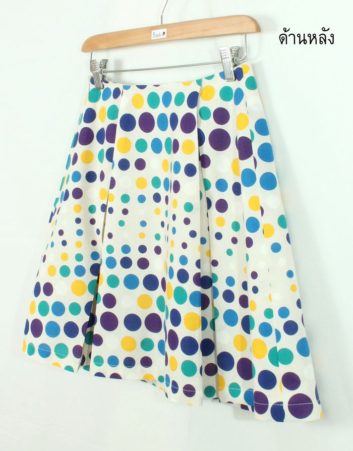 SK-257 กระโปรงแฟชั่น&ทำงาน ทรงบาน ผ้าคอตตอนญี่ปุ่น พิมพ์ลายจุดหลากสี