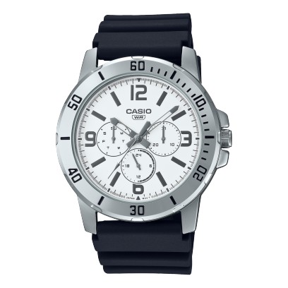 CASIO Standard รุ่น MTP-VD300-7BUDF สายเรซิ่นสีน้ำเงิน หน้าปัดสีขาว สินค้าของเเท้ รับประกันศูนย์ CMG