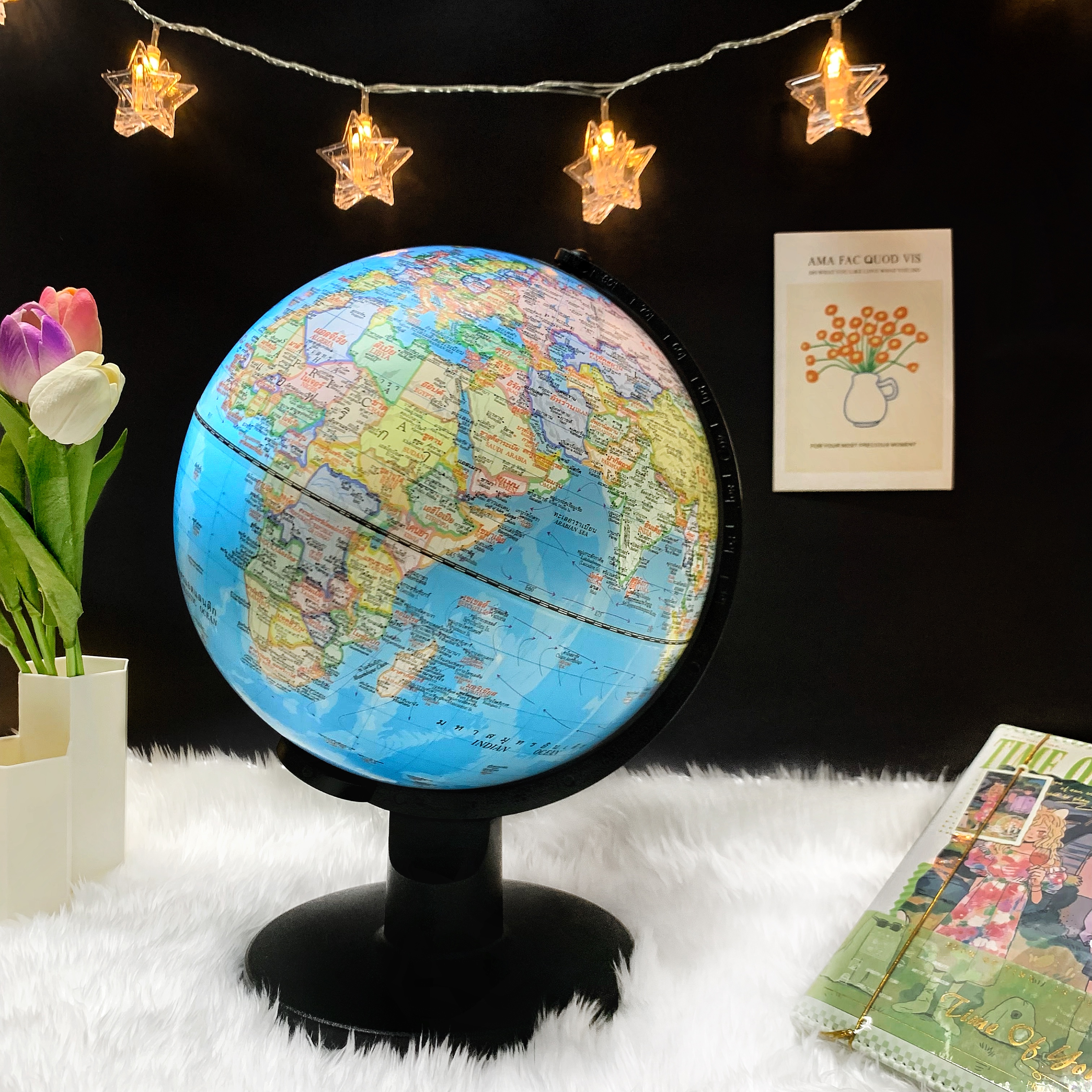 ลูกโลกจำลอง Bennon 8 10 และ 12 นิ้ว แบบมีไฟและไม่มีไฟ มีทั้งฐานไม้ ฐานพลาสติก