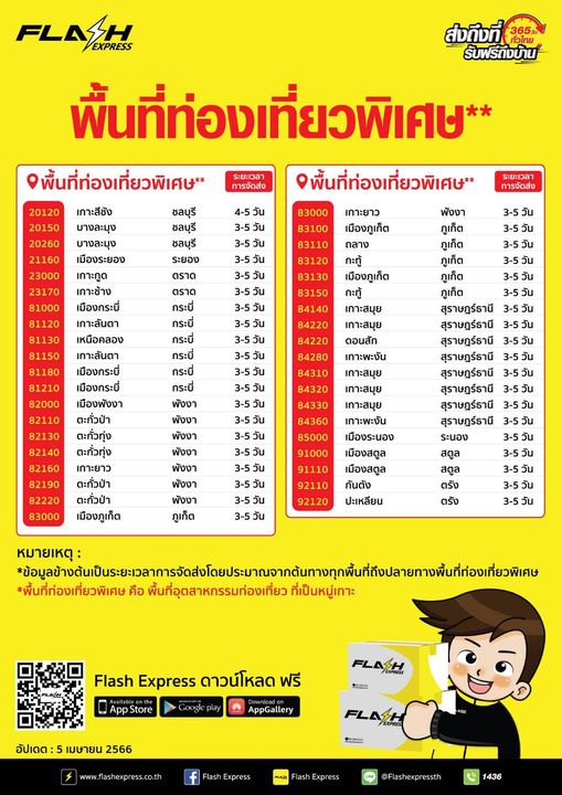 พื้นที่ท่องเที่ยว เสียค่าส่งเพิ่ม