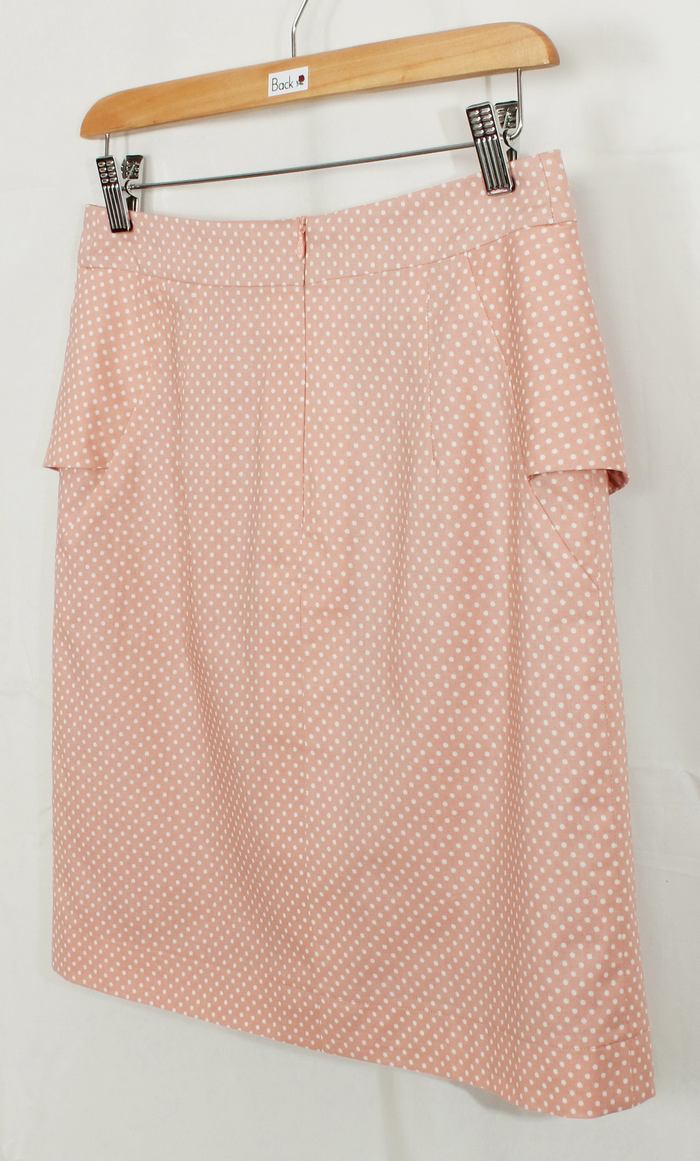 SK-197 กระโปรงแฟชั่น&ทำงาน ทรงสอบ ผ้าคอตต้อนญี่ปุ่นสีชมพูพาสเทล ด้านหน้ากระโปรงจับจีบระบาย